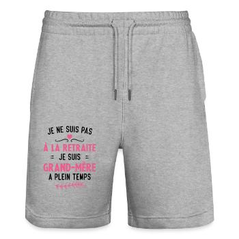Je ne suis pas à la retraite je suis grand mère - Short de jogging bio TRAINER Stanley/Stella unisexe - gris chiné - Devant - Nik (191cm) & Marisol (170cm)