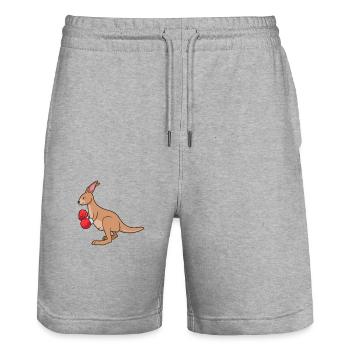 Avec des gants de boxe - Cartoon Kangaroo Boxt - Short de jogging bio TRAINER Stanley/Stella unisexe - gris chiné - Devant - Nik (191cm) & Marisol (170cm)