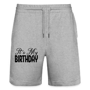 C’est mon anniversaire Cool Birthday Party Gift & Outfit - Short de jogging bio TRAINER Stanley/Stella unisexe - gris chiné - Devant - Nik (191cm) & Marisol (170cm)