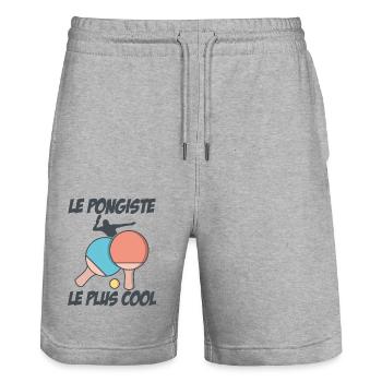 Le Pongiste Le Plus Cool - Short de jogging bio TRAINER Stanley/Stella unisexe - gris chiné - Devant - Nik (191cm) & Marisol (170cm)