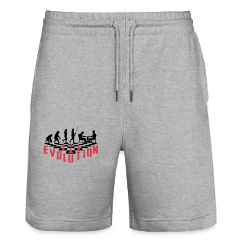 The Evolution of Chess - Stanley/Stella Trainer Unisex Organic Jogging Shorts - heather grey - Front - Nik (191cm) & Marisol (170cm)