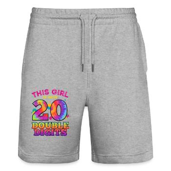 Dieses Mädchen Ist Jetzt 20 Zweistellig 20. - Stanley/Stella Unisex Bio Joggingshorts Trainer  - Grau meliert - Vorne - Nik (191cm) & Marisol (170cm)