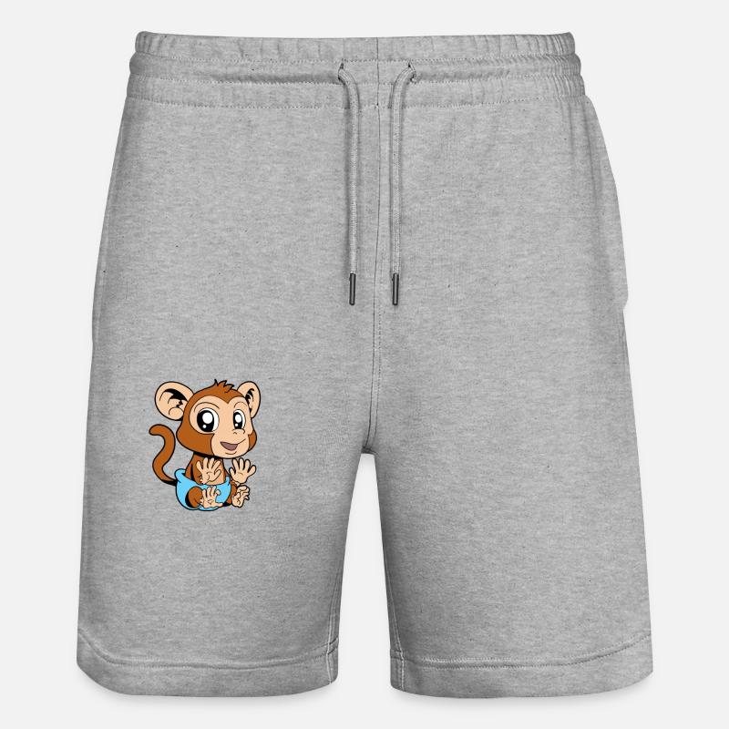 Bébé Singe Kawaii - Short de jogging bio TRAINER Stanley/Stella unisexe - gris chiné