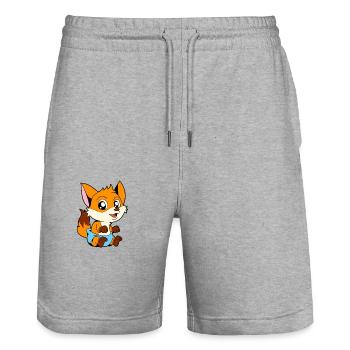 Kawaii Baby Fox - Stanley/Stella Trainer Unisex Organic Jogging Shorts - heather grey - Front - Nik (191cm) & Marisol (170cm)