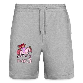 Geburtstagsshirt Einhorn - 3 Geburtstag Mädchen - Stanley/Stella Unisex Bio Joggingshorts Trainer  - Grau meliert - Vorne - Nik (191cm) & Marisol (170cm)