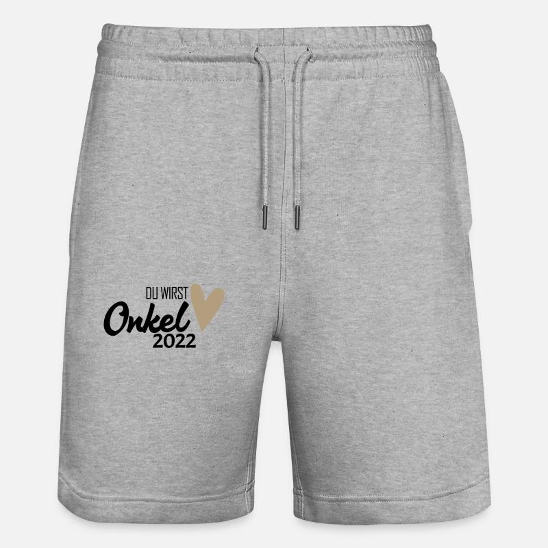Onkel 2022 - Onkel werden - Stanley/Stella Unisex Bio Joggingshorts Trainer  - Grau meliert