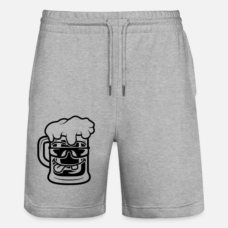 Beer Mug Cool Face - Stanley/Stella Trainer Unisex Organic Jogging Shorts - heather grey