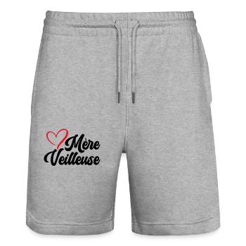 Mère Veilleuse Maman Fête Des Mères Anniversaire - Short de jogging bio TRAINER Stanley/Stella unisexe - gris chiné - Devant - Nik (191cm) & Marisol (170cm)