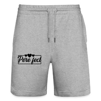 Papa Père Fête Des Pères Cadeau Famille Humour - Short de jogging bio TRAINER Stanley/Stella unisexe - gris chiné - Devant - Nik (191cm) & Marisol (170cm)