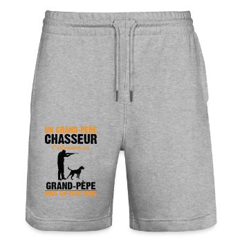 Grand-père Chasseur Anniversaire Cadeau Cool Noël - Short de jogging bio TRAINER Stanley/Stella unisexe - gris chiné - Devant - Nik (191cm) & Marisol (170cm)