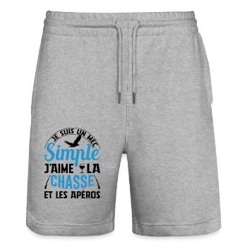 Chasser Idée Cadeau Anniversaire Fête Des Pères - Short de jogging bio TRAINER Stanley/Stella unisexe - gris chiné - Devant - Nik (191cm) & Marisol (170cm)