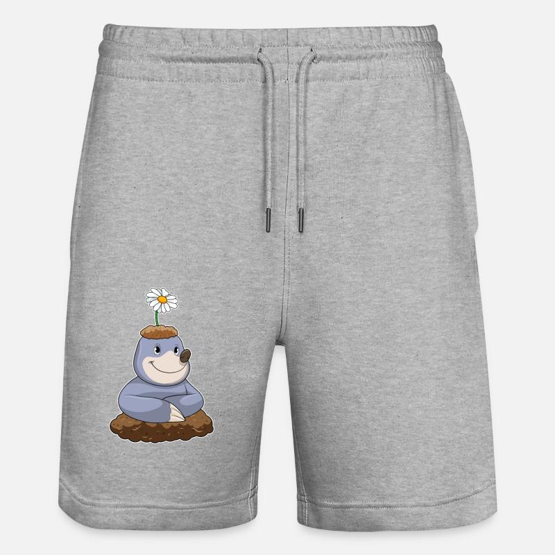 Maulwurf mit Gänseblümchen Blume - Stanley/Stella Unisex Bio Joggingshorts Trainer  - Grau meliert