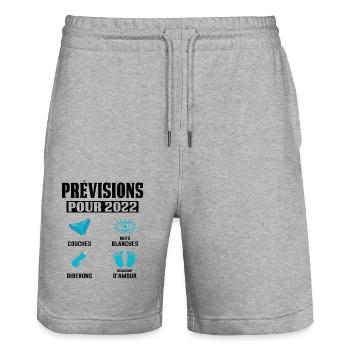 Prévisions Pour 2022 Maman Enceinte Idée Cadeau - Short de jogging bio TRAINER Stanley/Stella unisexe - gris chiné - Devant - Nik (191cm) & Marisol (170cm)