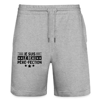 Le Beau Père-fection Fête Des Pères Beau Papa Noël - Short de jogging bio TRAINER Stanley/Stella unisexe - gris chiné - Devant - Nik (191cm) & Marisol (170cm)