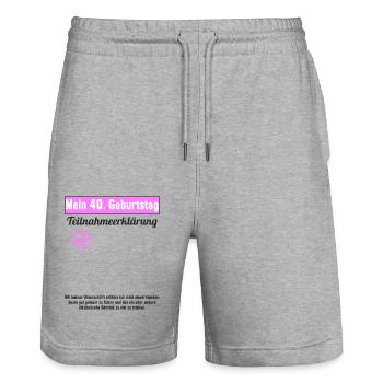 40 Jahr Gästebuch Teilnahmeerklärung 40 Geburtstag - Stanley/Stella Unisex Bio Joggingshorts Trainer  - Grau meliert - Vorne - Nik (191cm) & Marisol (170cm)