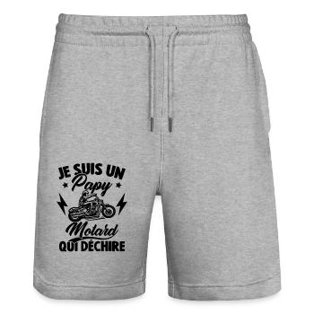 Je Suis Un Papy Motard Qui Déchire - Short de jogging bio TRAINER Stanley/Stella unisexe - gris chiné - Devant - Nik (191cm) & Marisol (170cm)