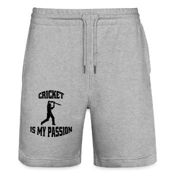 Kricket Spruch Kricketfan Team Cricket Geschenk - Stanley/Stella Unisex Bio Joggingshorts Trainer  - Grau meliert - Vorne - Nik (191cm) & Marisol (170cm)