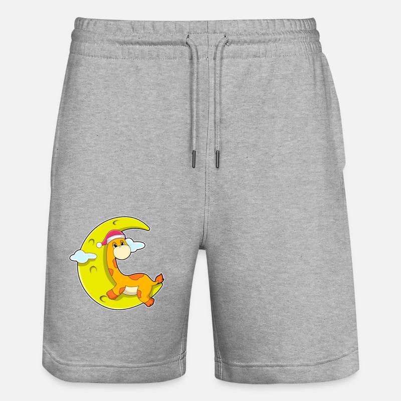 Giraffe sleeping with moon - Stanley/Stella Trainer Unisex Organic Jogging Shorts - heather grey