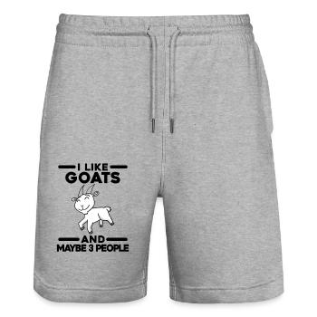 Ich mag Ziegen - Ziegenbock - Stanley/Stella Unisex Bio Joggingshorts Trainer  - Grau meliert - Vorne - Nik (191cm) & Marisol (170cm)