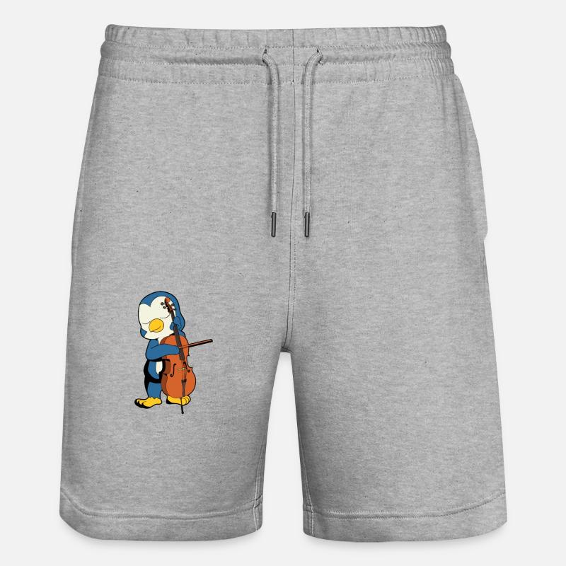 Comic Penguin joue du violoncelle - Short de jogging bio TRAINER Stanley/Stella unisexe - gris chiné