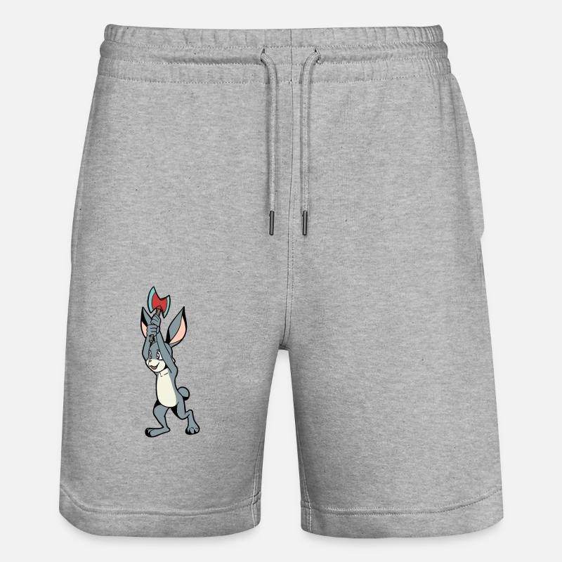 Axe Throwing Rabbit - Axe Throwing - Stanley/Stella Trainer Unisex Organic Jogging Shorts - heather grey