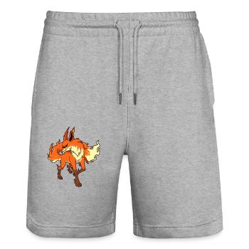 Monster Animals - Horror Flames Fox - Stanley/Stella Trainer Unisex Organic Jogging Shorts - heather grey - Front - Nik (191cm) & Marisol (170cm)