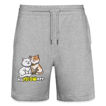 | propriétaire Chemise de chat mignonne | Tshirt Amoureux des Chats | - Short de jogging bio TRAINER Stanley/Stella unisexe - gris chiné - Devant - Nik (191cm) & Marisol (170cm)