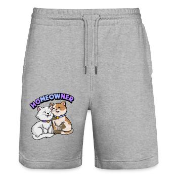 | propriétaire Chemise de chat mignonne | Tshirt Amoureux des Chats | - Short de jogging bio TRAINER Stanley/Stella unisexe - gris chiné - Devant - Nik (191cm) & Marisol (170cm)