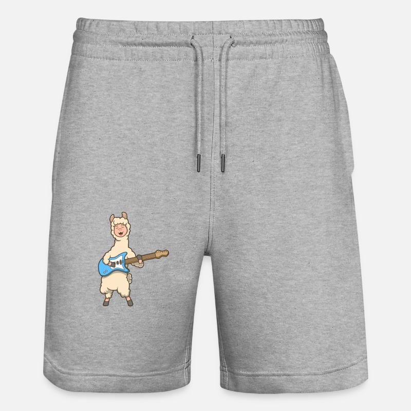 Comic Lama spielt E-Gitarre - Stanley/Stella Unisex Bio Joggingshorts Trainer  - Grau meliert
