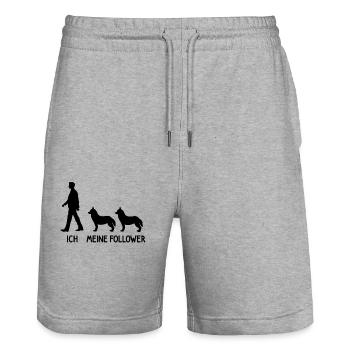 Ich Meine Follower Husky Hunde Züchter Hund - Stanley/Stella Unisex Bio Joggingshorts Trainer  - Grau meliert - Vorne - Nik (191cm) & Marisol (170cm)