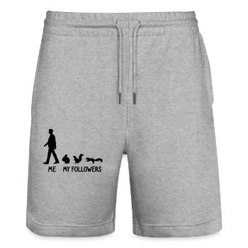 I Mes Followers Écureuils Amoureux Rongeurs - Short de jogging bio TRAINER Stanley/Stella unisexe - gris chiné - Devant - Nik (191cm) & Marisol (170cm)
