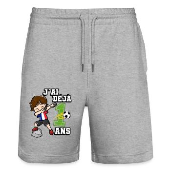 Fußball Junge Es Ist Mein 1e Geburtstag - Stanley/Stella Unisex Bio Joggingshorts Trainer  - Grau meliert - Vorne - Nik (191cm) & Marisol (170cm)