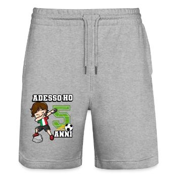 Soccer Boy It's My 5 Birthday Italienische Flagge - Stanley/Stella Unisex Bio Joggingshorts Trainer  - Grau meliert - Vorne - Nik (191cm) & Marisol (170cm)