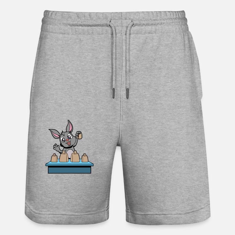Comic Rabbit joue cowbells - Short de jogging bio TRAINER Stanley/Stella unisexe - gris chiné