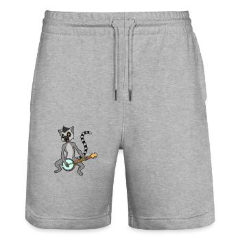 Comic Lemur joue du banjo - Short de jogging bio TRAINER Stanley/Stella unisexe - gris chiné - Devant - Nik (191cm) & Marisol (170cm)