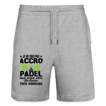 Pas accro au padel juste relation sérieuse - Short de jogging bio TRAINER Stanley/Stella unisexe - gris chiné - Devant - Nik (191cm) & Marisol (170cm)