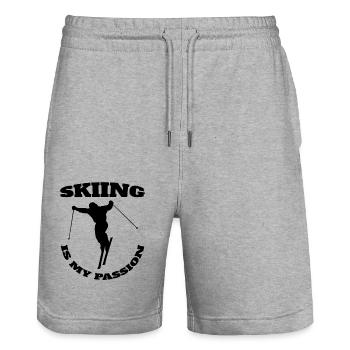 Skifahrer Skifahren Weihnachten Ski Wintersport - Stanley/Stella Unisex Bio Joggingshorts Trainer  - Grau meliert - Vorne - Nik (191cm) & Marisol (170cm)
