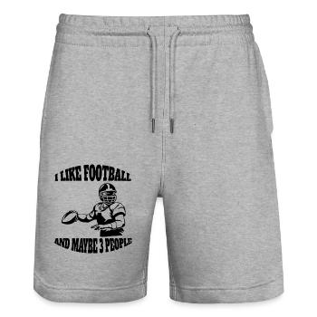 Footballfan American Football Footballtrainer - Stanley/Stella Unisex Bio Joggingshorts Trainer  - Grau meliert - Vorne - Nik (191cm) & Marisol (170cm)