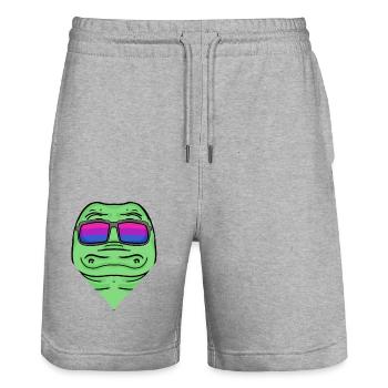 Cadeau crocodile bisexuel - Short de jogging bio TRAINER Stanley/Stella unisexe - gris chiné - Devant - Nik (191cm) & Marisol (170cm)