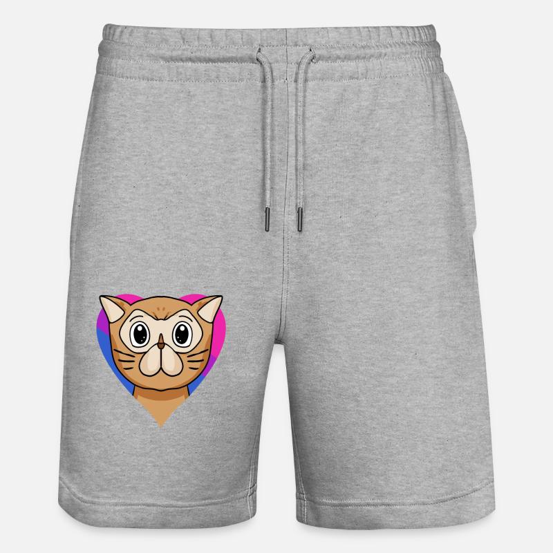 Cadeau de chat persan bisexuel - Short de jogging bio TRAINER Stanley/Stella unisexe - gris chiné