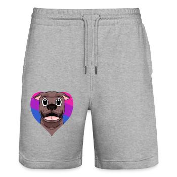 Cadeau bisexuel Pit Bull Terrier Chien - Short de jogging bio TRAINER Stanley/Stella unisexe - gris chiné - Devant - Nik (191cm) & Marisol (170cm)