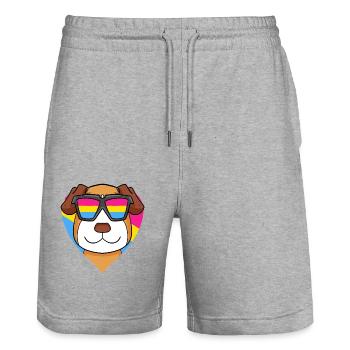 Cadeau pansexuel Jack Russell Terrier pour chien - Short de jogging bio TRAINER Stanley/Stella unisexe - gris chiné - Devant - Nik (191cm) & Marisol (170cm)