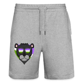 Panthère noire Genderqueer - Short de jogging bio TRAINER Stanley/Stella unisexe - gris chiné - Devant - Nik (191cm) & Marisol (170cm)