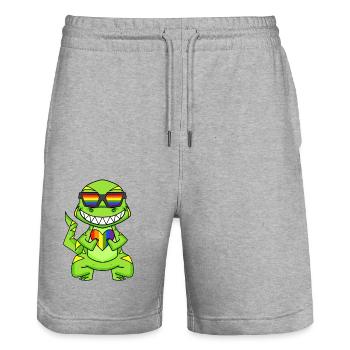 LGBT Tier Dinosaurier Regenbogen Herz - Stanley/Stella Unisex Bio Joggingshorts Trainer  - Grau meliert - Vorne - Nik (191cm) & Marisol (170cm)