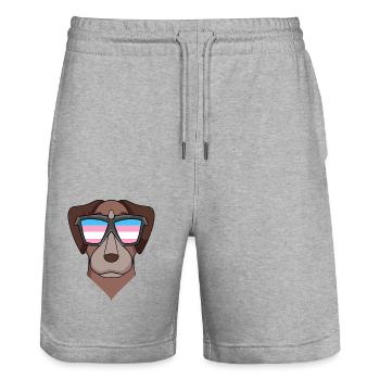 Transgender Transsexuell Pointer Hund Geschenk - Stanley/Stella Unisex Bio Joggingshorts Trainer  - Grau meliert - Vorne - Nik (191cm) & Marisol (170cm)