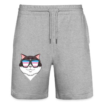 Transgender Transsexual Ragdoll Cat Gift - Stanley/Stella Trainer Unisex Organic Jogging Shorts - heather grey - Front - Nik (191cm) & Marisol (170cm)