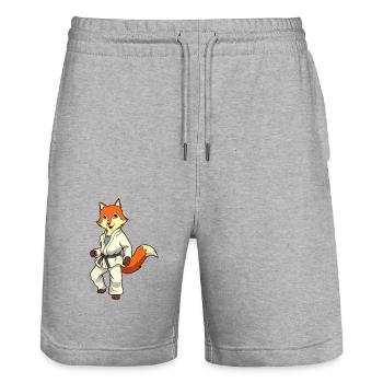 Comic Fuchs fait du judo - Short de jogging bio TRAINER Stanley/Stella unisexe - gris chiné - Devant - Nik (191cm) & Marisol (170cm)