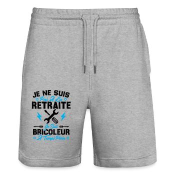 Pas à la retraite je suis bricoleur à temps plein - Short de jogging bio TRAINER Stanley/Stella unisexe - gris chiné - Devant - Nik (191cm) & Marisol (170cm)