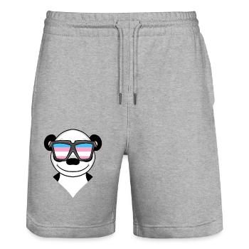 Transgender Transsexual Panda Gift - Stanley/Stella Trainer Unisex Organic Jogging Shorts - heather grey - Front - Nik (191cm) & Marisol (170cm)