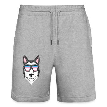 Transgenre Transsexuel Sibérien Husky Dog - Short de jogging bio TRAINER Stanley/Stella unisexe - gris chiné - Devant - Nik (191cm) & Marisol (170cm)